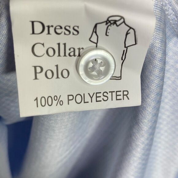 Collars & Co Polo Shirt Mens 2XL Blue White Houndstooth Long Sleeve Dress Preppy - Picture 6 of 8